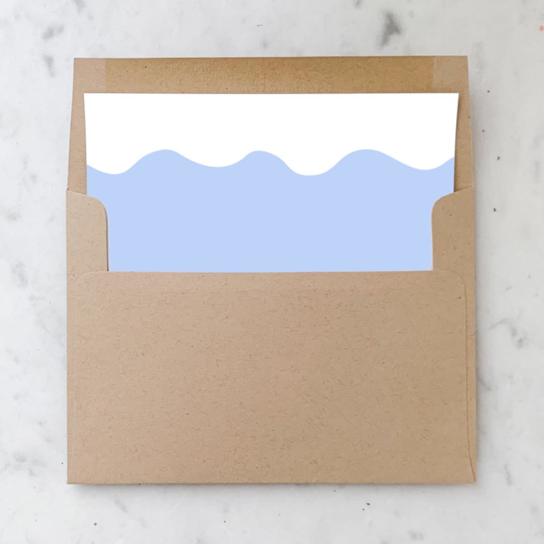 "A7 Envelope Liners Blue Squiggle Square Flap (set of 10)" - Envelope Liners in blue by Design by Laney