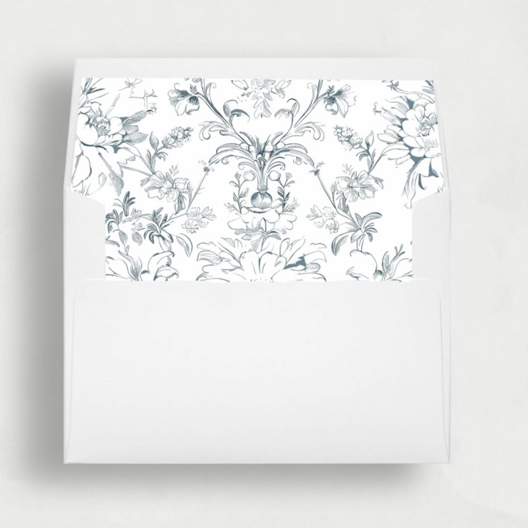"Blue Toile de Jouy Envelope Liner | Set of 25 Envelope Liners" - Envelope Liners in blue by Nikki Turner