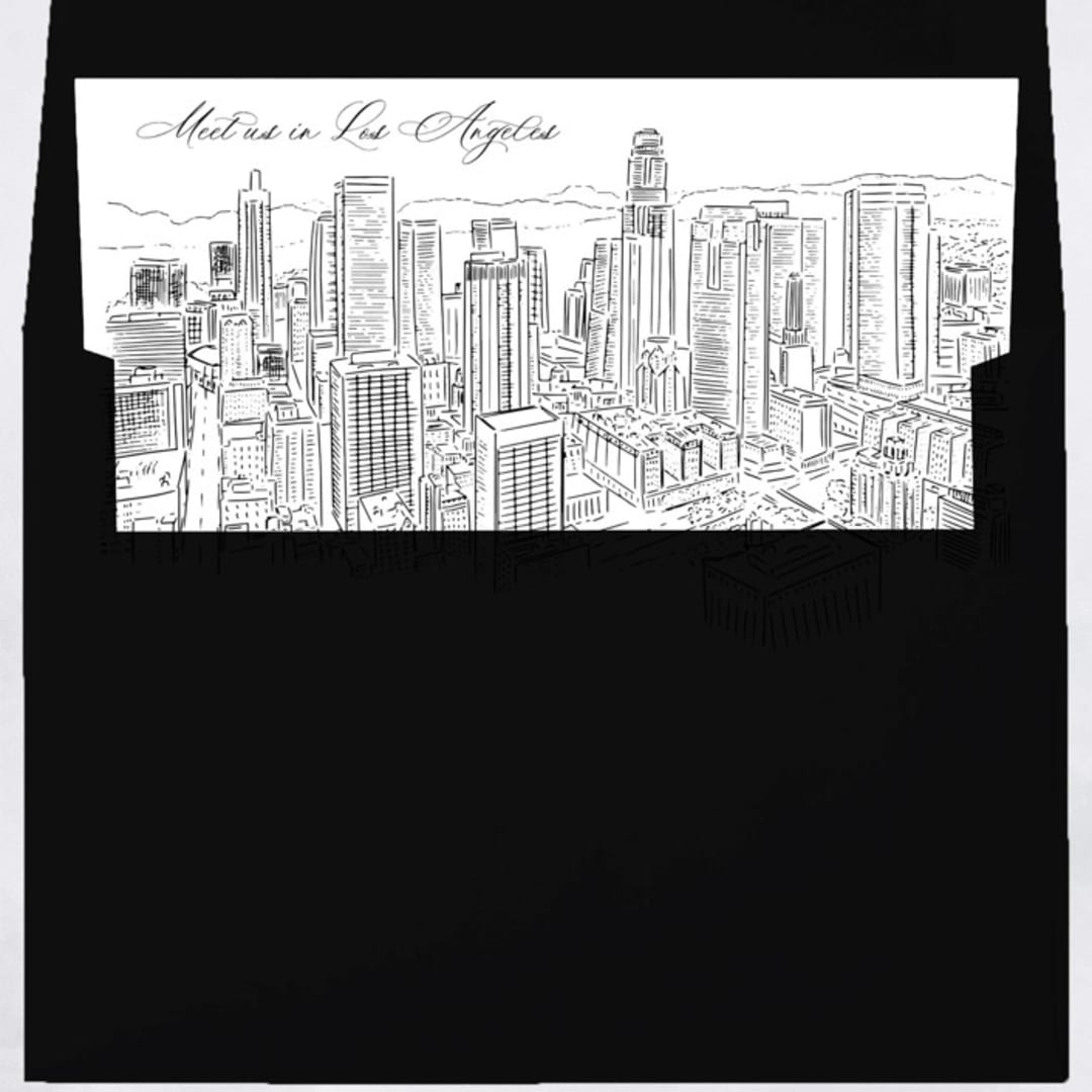 "Downtown Los Angeles Skyline Envelope Liner with custom text/saying | Set of 10 | For 5x7 Minted Square Flap Envelope" - Envelope Liners in white by Kimee Meyer