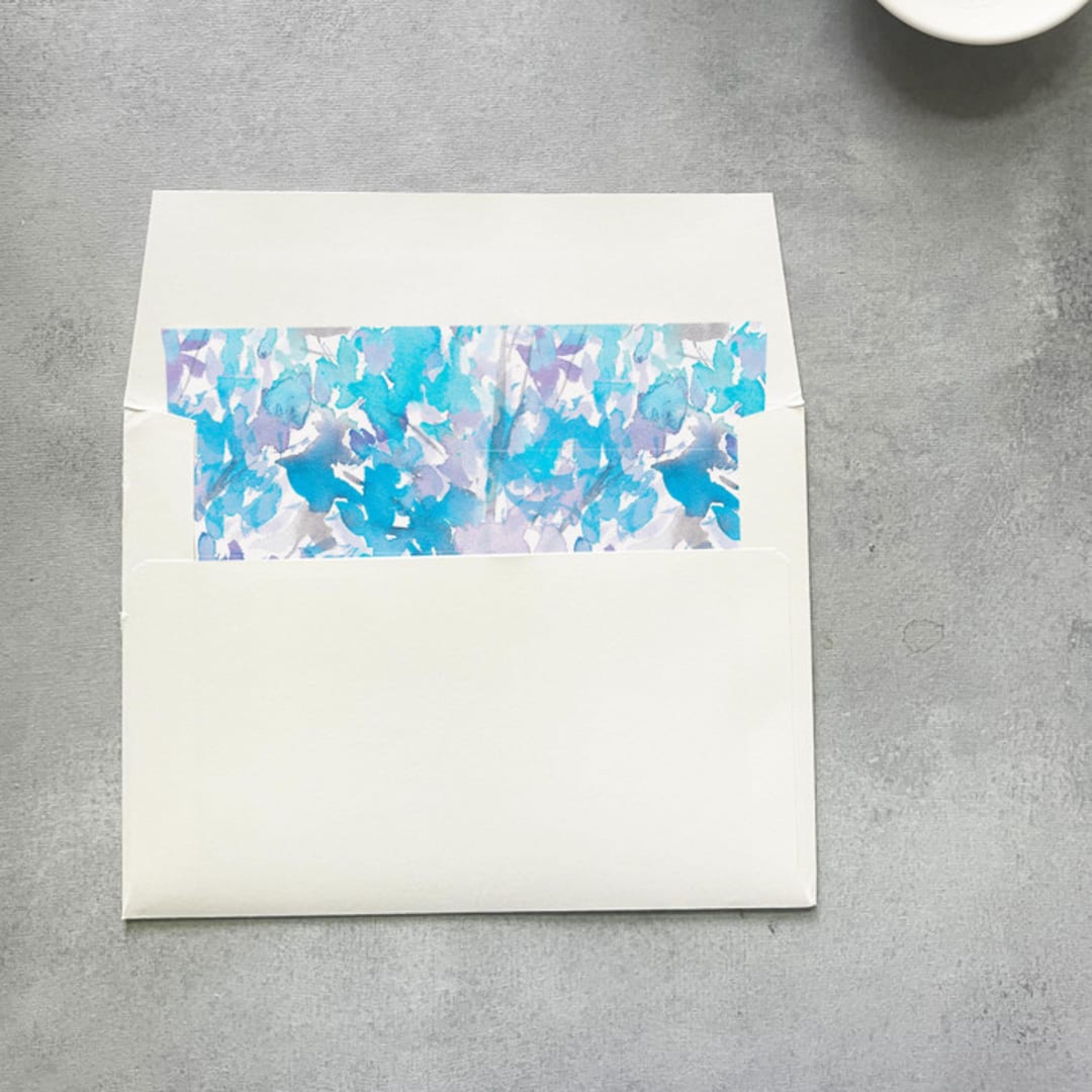 "Winter Watercolor Square Envelope Liner | Set of 10 | For 5x7” invitations" - Envelope Liners in blue by Cotton and Bow