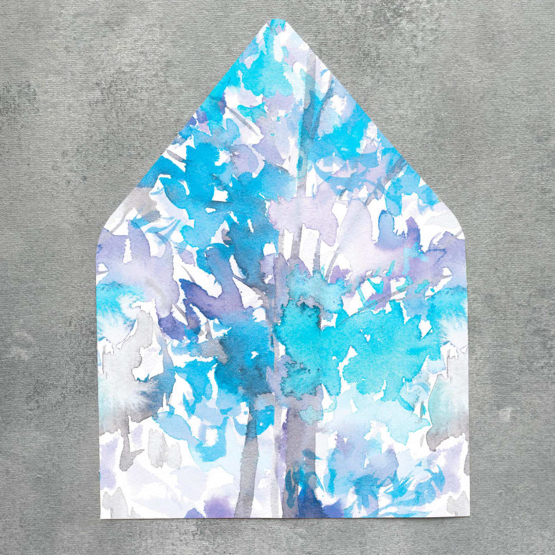 "Blue and Purple Watercolor Euroflap Envelope Liner | Set of 10 | For 5x7” invitations " - Envelope Liners in blue by Cotton and Bow