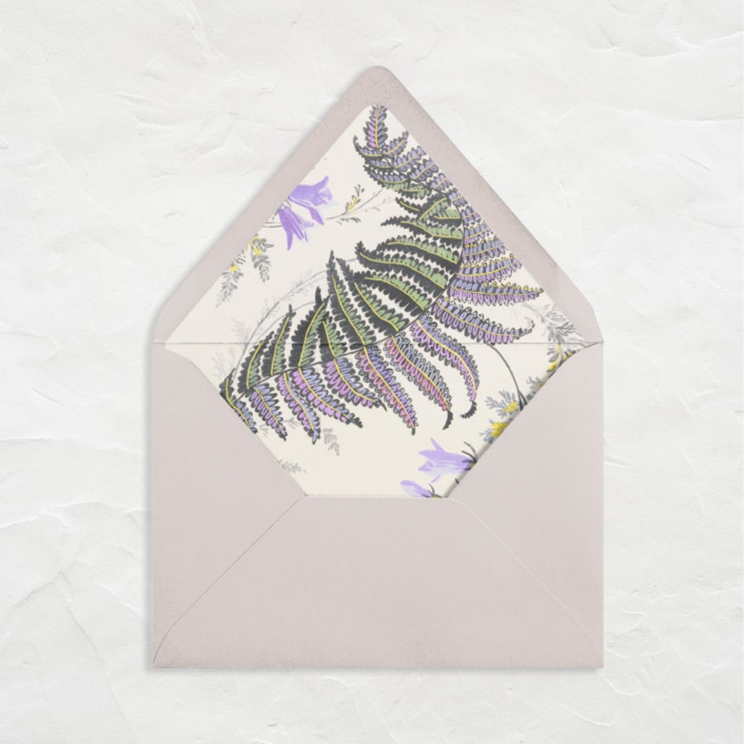 "A7 Fine Art Envelope Liners // Feather Ferns (Set of 25)" - Envelope Liners in purple by Clover and Lamb