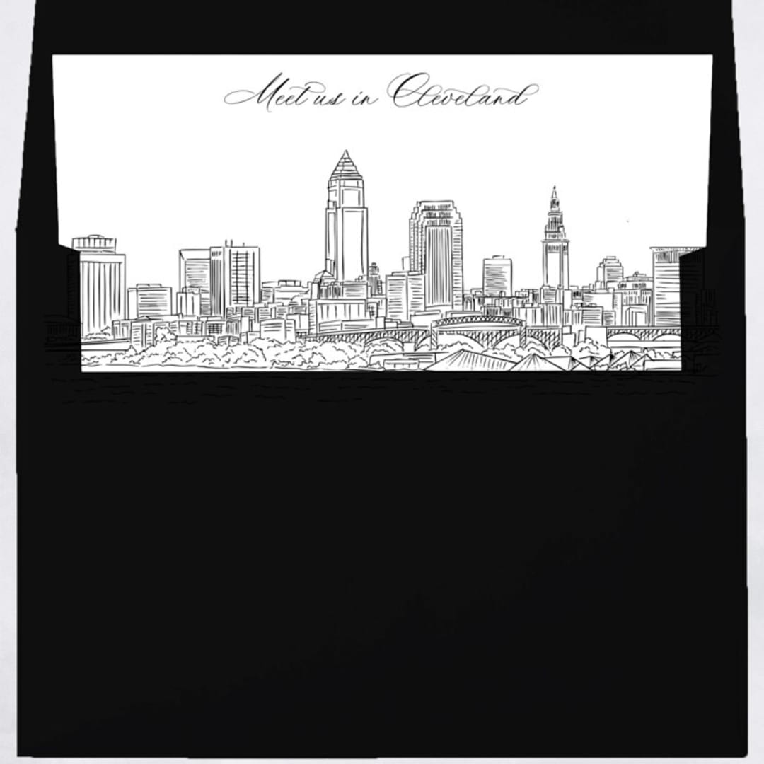 "Cleveland, Ohio Skyline Envelope Liner with custom text/saying | Set of 10 | For 5x7 Minted Square Flap Envelope" - Envelope Liners in white by Kimee Meyer