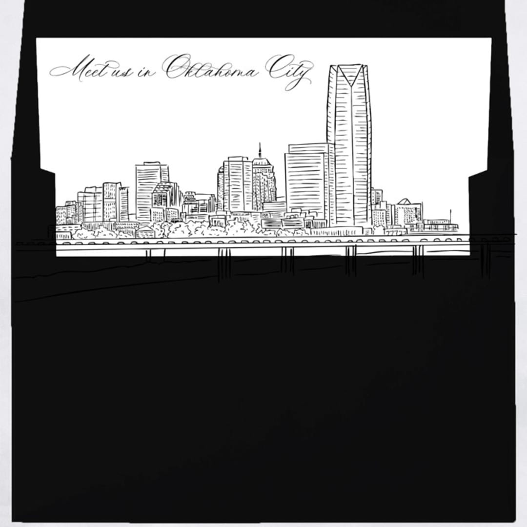"Oklahoma City Skyline Envelope Liner with custom text/saying | Set of 10 | For 5x7 Minted Square Flap Envelope" - Envelope Liners in white by Kimee Meyer