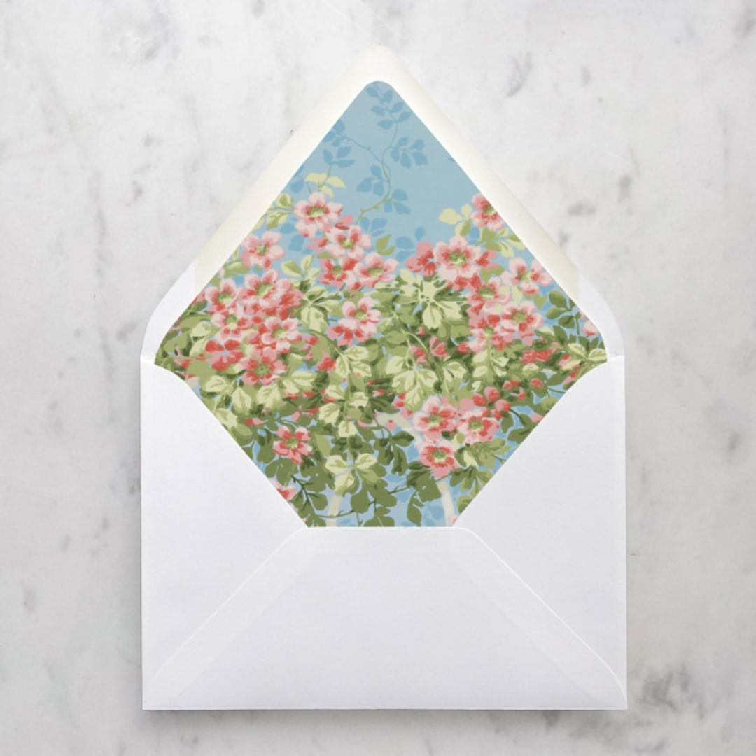 "A7 Envelope Liners Blue and Pink Florals (set of 10)" - Envelope Liners in pink by Design by Laney
