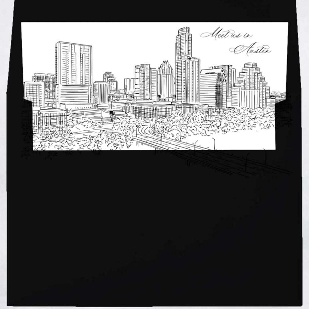"Austin Skyline Envelope Liner with custom text/saying | Set of 10 | For 5x7 Minted Square Flap Envelope" - Envelope Liners in white by Kimee Meyer
