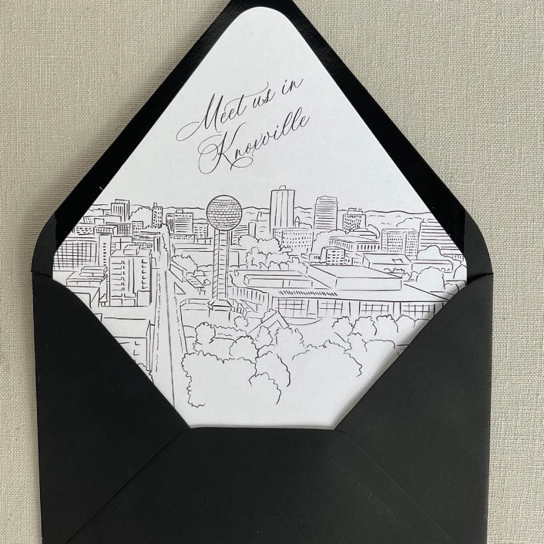 "Knoxville Skyline Envelope Liner with custom text | Set of 10 |Self Adhesive| For 5x7 Euro Flap Envelope" - Envelope Liners in white by Kimee Meyer