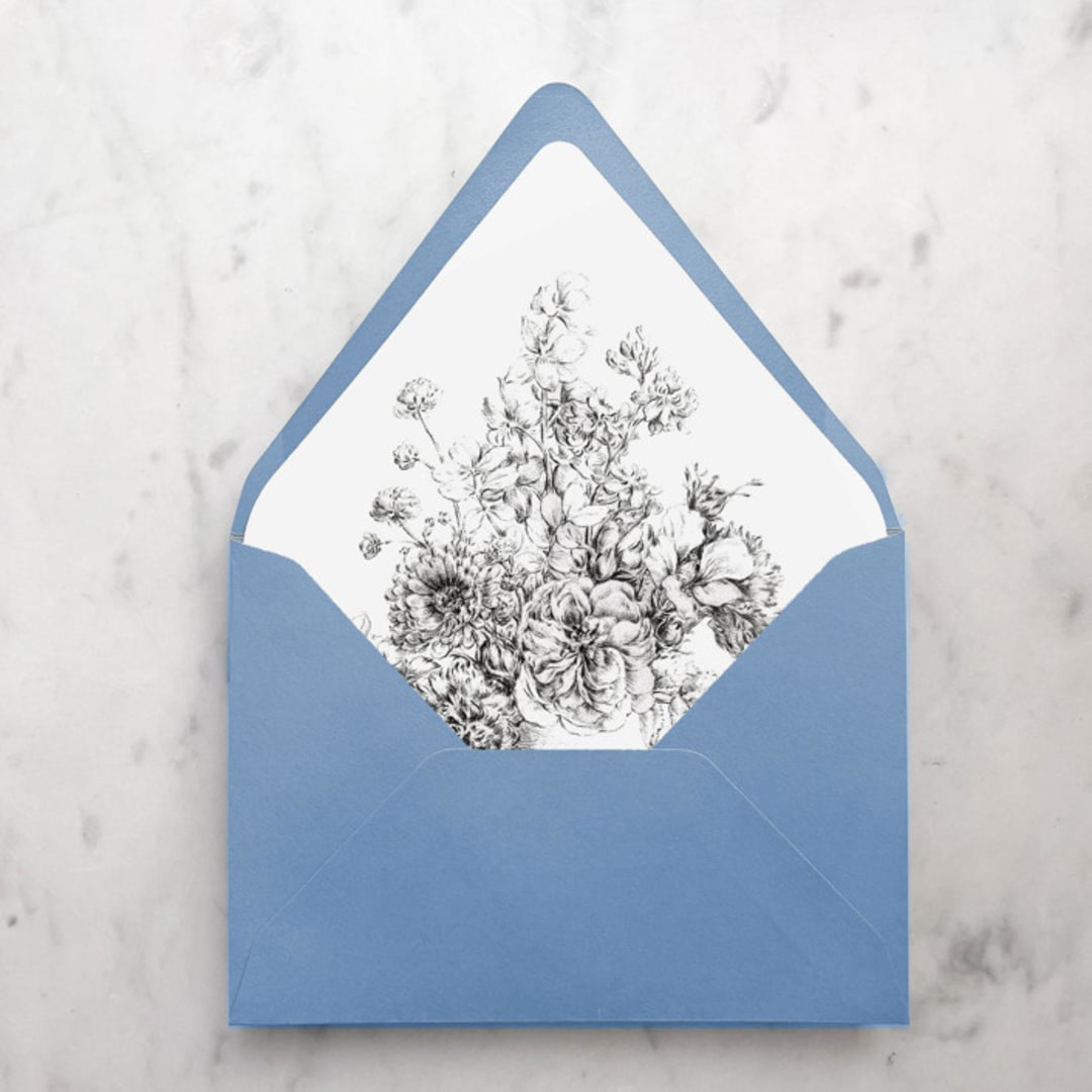 "A7 Envelope Liners Vase of Sketched Flowers (set of 10)" - Envelope Liners in black by Design by Laney