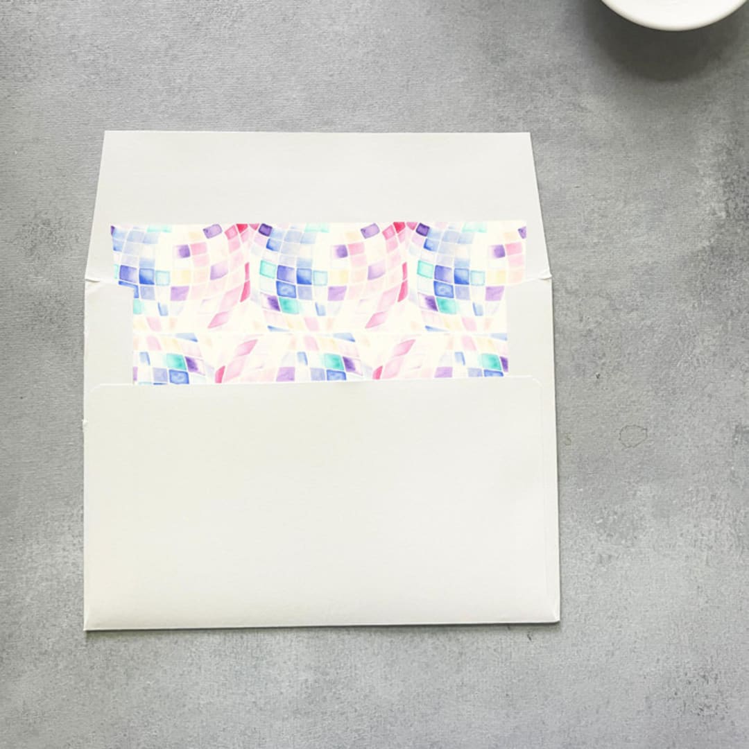 "Mini Disco Ball Watercolor Square Envelope Liner | Set of 10 | For 5x7” invitations " - Envelope Liners in multicolor by Cotton and Bow