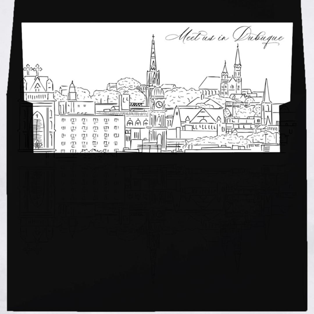"Dubuque Iowa Skyline Envelope Liner with custom text/saying | Set of 10 | For 5x7 Minted Square Flap Envelope" - Envelope Liners in white by Kimee Meyer
