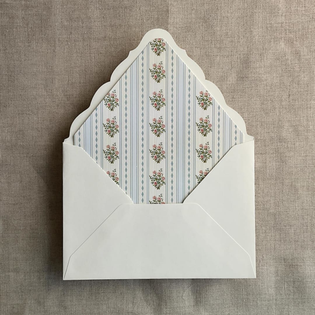 "Emberlin vintage blue floral print envelope liner for A7 euro flap envelope | pack of 10" - Envelope Liners in blue by Ivory Invitations