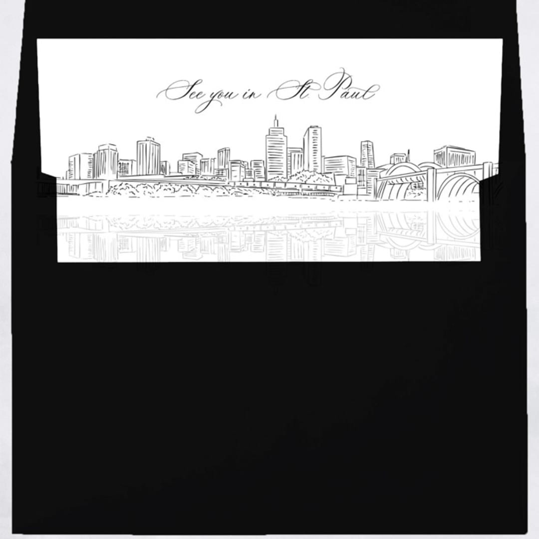 "St. Paul Minnesota Skyline Envelope Liner with custom text/saying | Set of 10 | For 5x7 Minted Square Flap Envelope" - Envelope Liners in white by Kimee Meyer