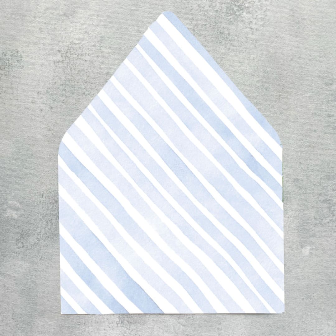 "Striped Blue Envelope Liner | Set of 10 | For 5x7” invitations" - Envelope Liners in blue by Cotton and Bow