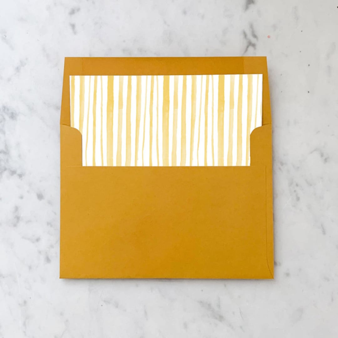 "A7 Envelope Liners Holiday Gold Stripes (set of 10) Square" - Envelope Liners in gold by Design by Laney