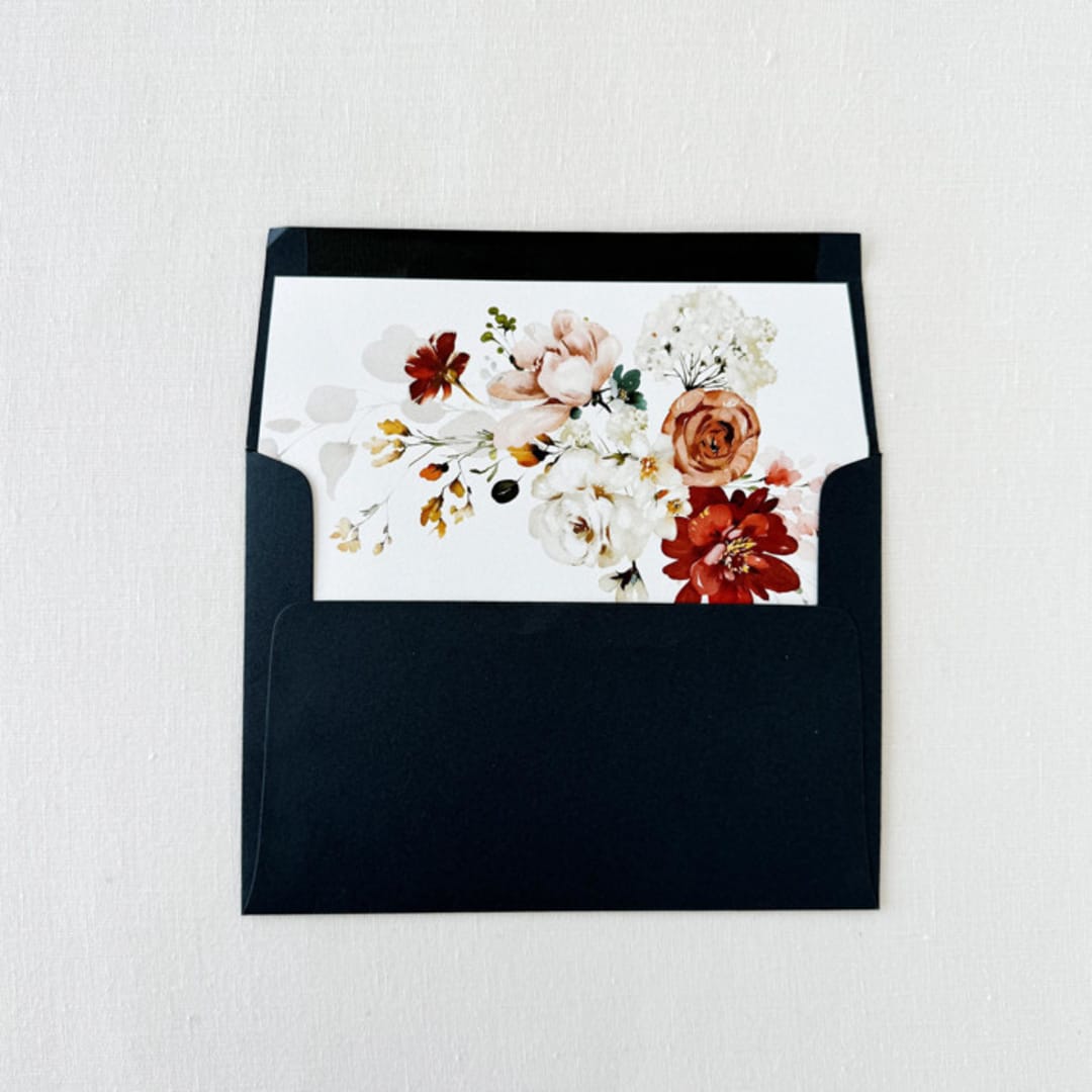 "Rustic Orange Peach Floral Envelope Liner, Set of 10" - Envelope Liners in orange by Eva Friesen