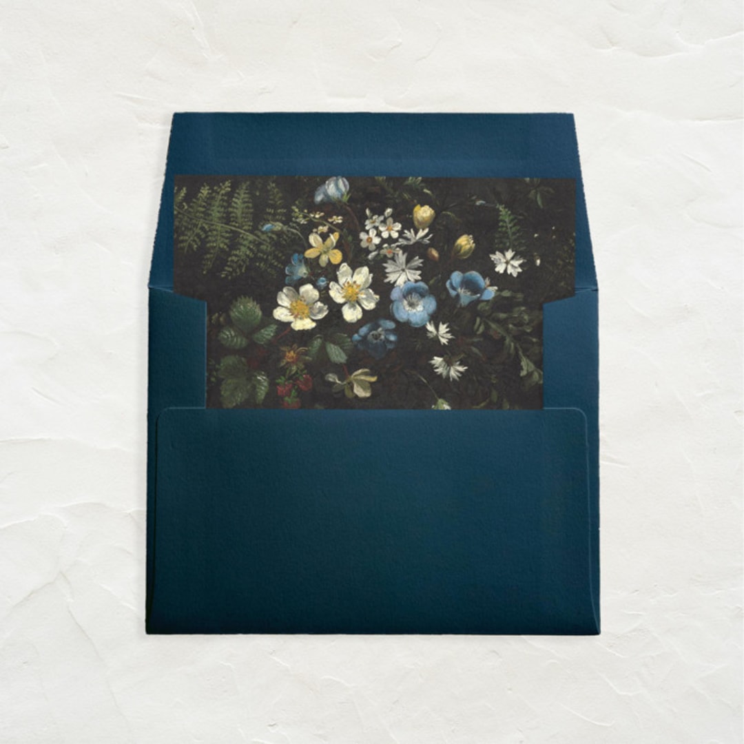"A7 Envelope Liners Square Flap // Flowers + Ferns  (Set of 25)" - Envelope Liners in black by Clover and Lamb