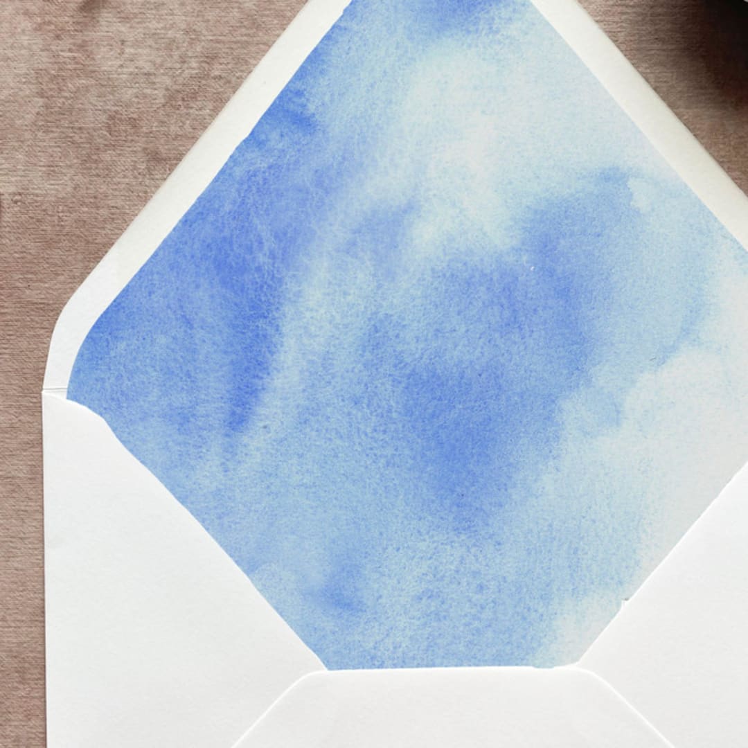 "Blue Watercolor Envelope Liner | Set of 10 | For 5x7” invitations" - Envelope Liners in blue by Cotton and Bow