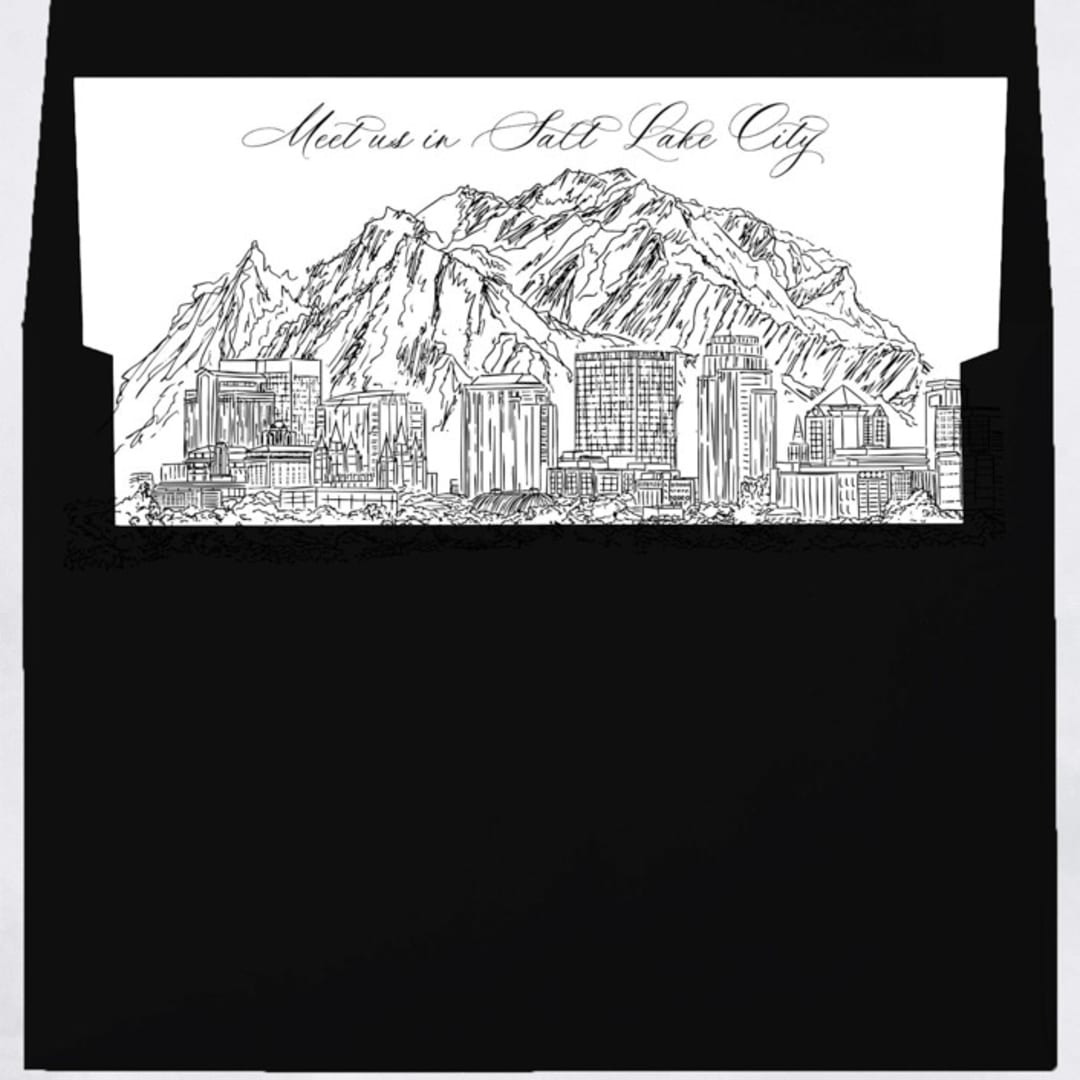 "Salt Lake City Skyline Envelope Liner with custom text/saying | Set of 10 | For 5x7 Minted Square Flap Envelope" - Envelope Liners in white by Kimee Meyer