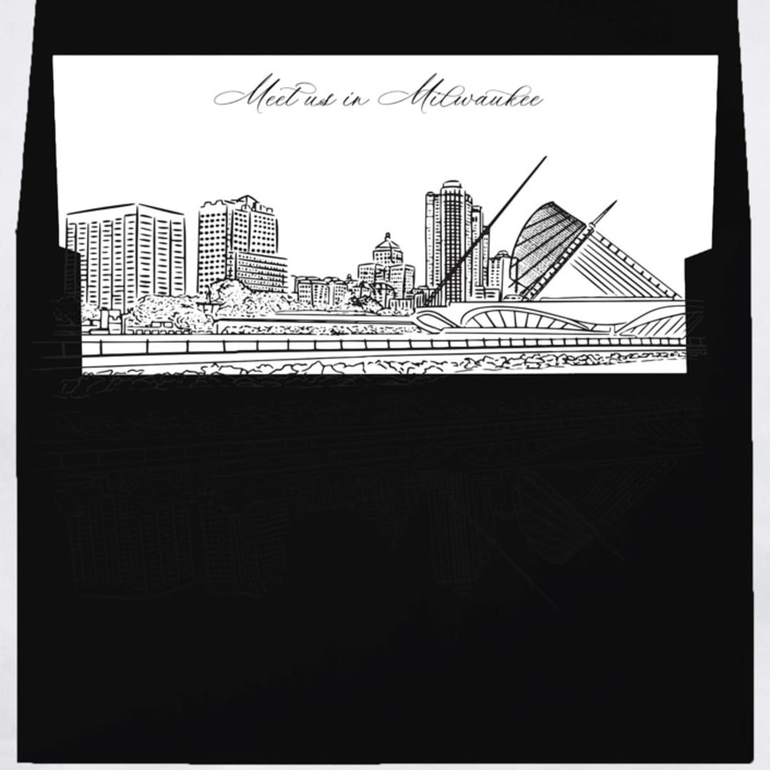 "Milwaukee Skyline Envelope Liner with custom text/saying | Set of 10 | For 5x7 Minted Square Flap Envelope" - Envelope Liners in white by Kimee Meyer