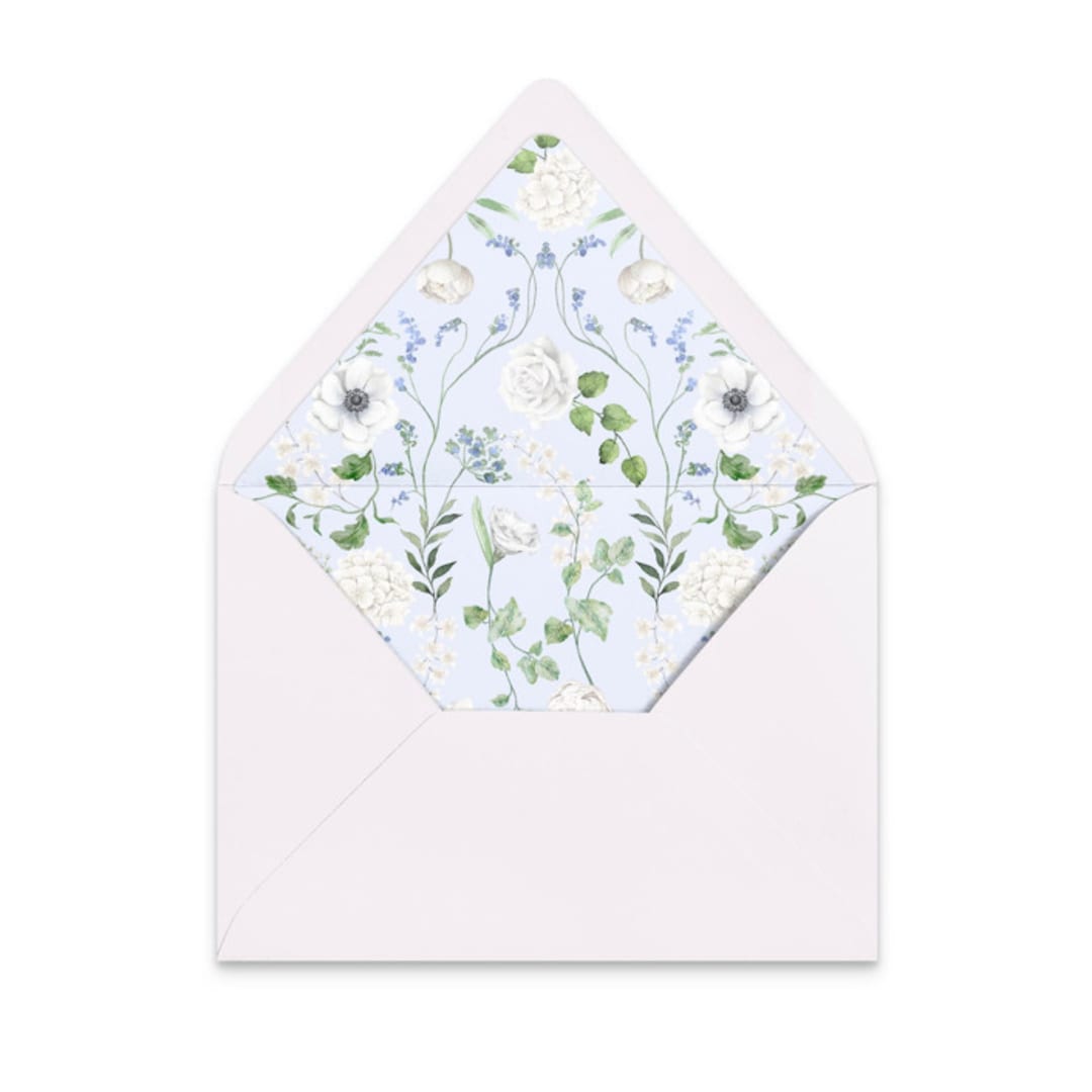 "Blue and White Chinoiserie Vine Envelope Liner" - Envelope Liners in multicolorassorted-colors by Papel Custom Design
