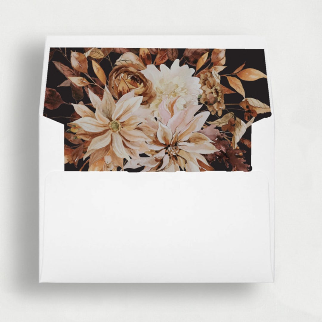 "Rust Black Autumn Liner | Set of 25 Square Envelope Liners" - Envelope Liners in black by Nikki Turner