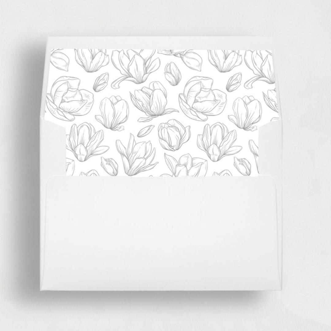 "Black and White Tulip Liner | Set of 25 Square Envelope Liners" - Envelope Liners in black by Nikki Turner