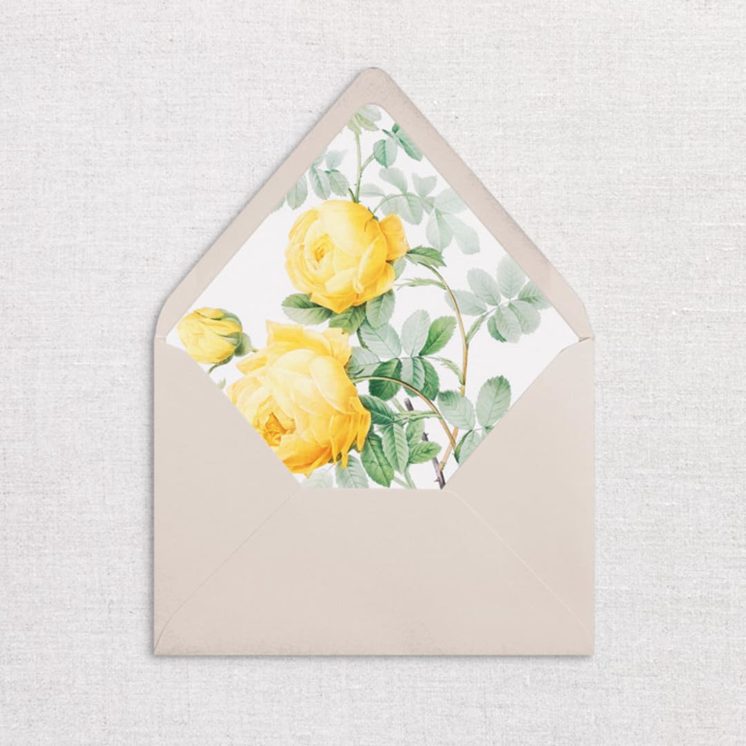 "Yellow Floral Envelope Liners, Pack of 25" - Envelope Liners in yellow by Studio Lavender