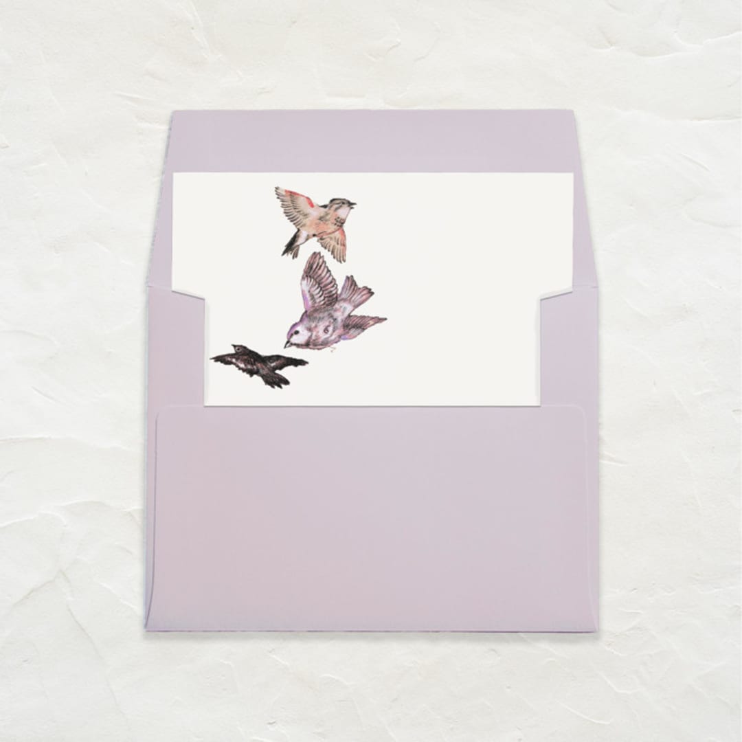 "A7 Envelope Liners Square Flap // Birdies (Set of 25)" - Envelope Liners in multicolorassorted-colors by Clover and Lamb