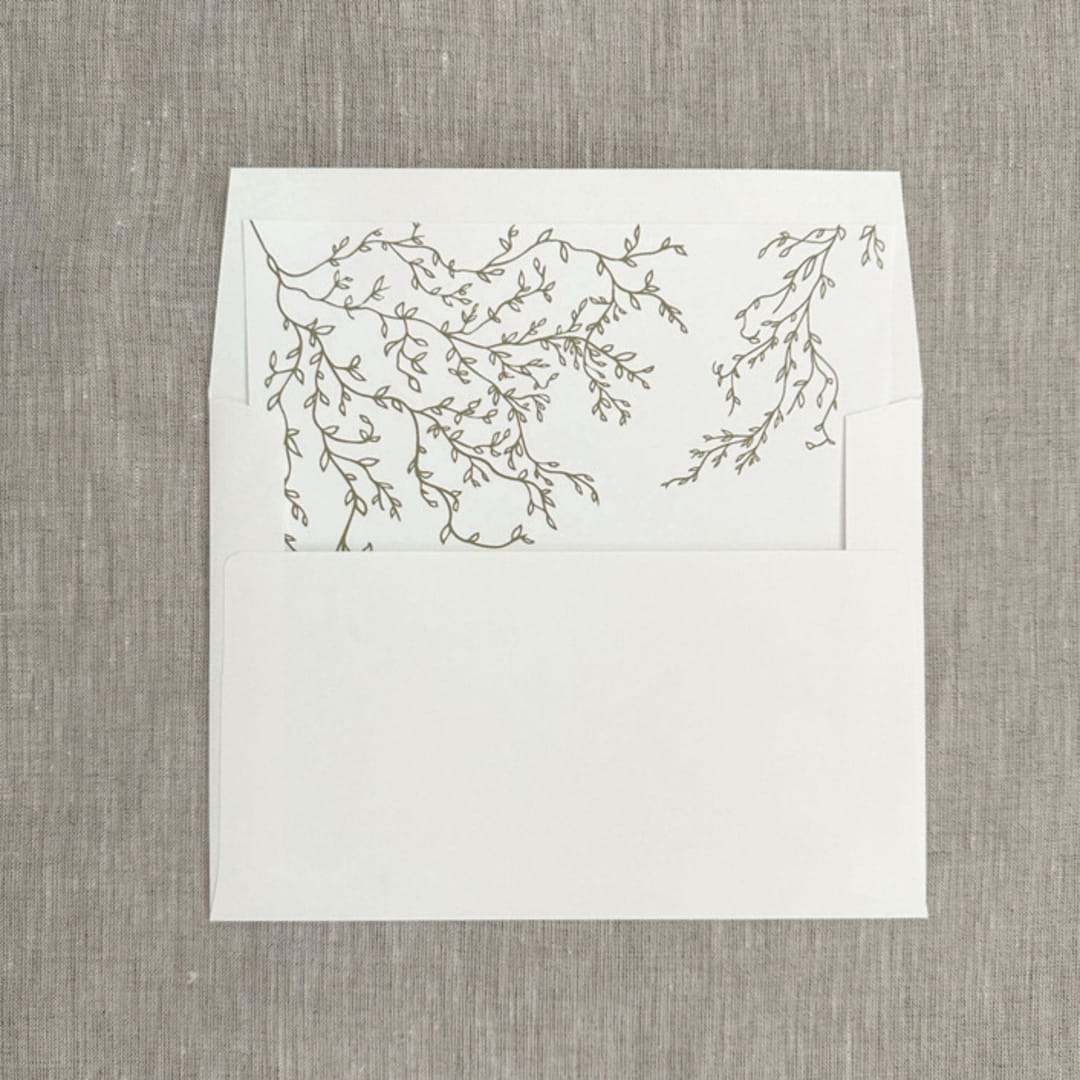 "Sage green greenery straight flap envelope liner for A7 (5"x7") invitations | Set of 10" - Envelope Liners in green by Maria Ferrer G.