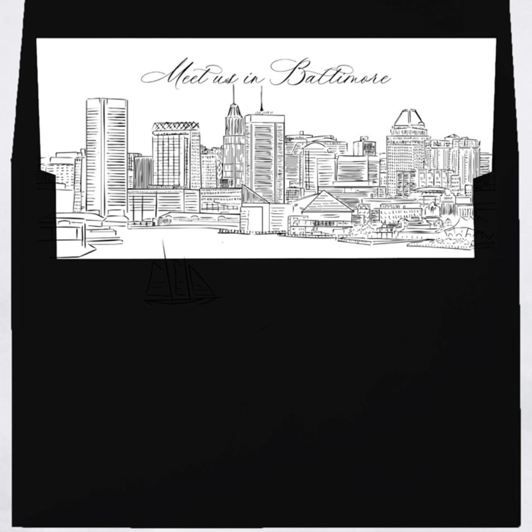 "Baltimore Skyline Envelope Liner with custom text/saying | Set of 10 | For 5x7 Minted Square Flap Envelope" - Envelope Liners in white by Kimee Meyer