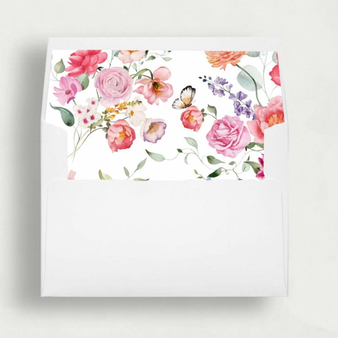 "Springtime Flutter Envelope Liner | Set of 25 Envelope Liners" - Envelope Liners in pink by Nikki Turner