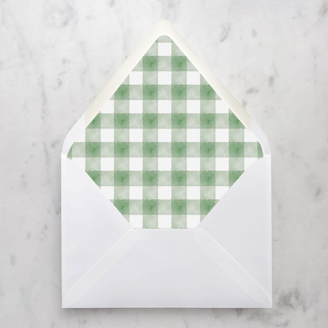 "A7 Envelope Liners Holiday Gingham Green (set of 10)" - Envelope Liners in green by Design by Laney