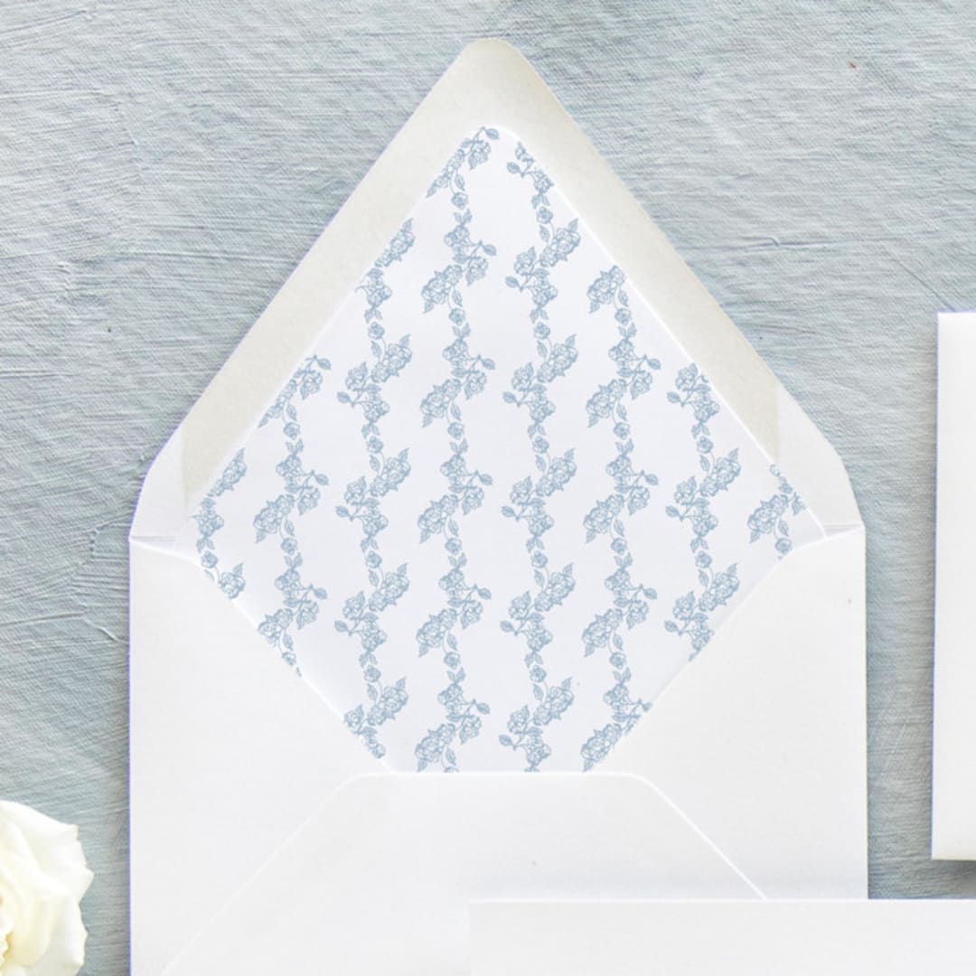 "Barry  Envelope Liners | Hydrangea Illustration (10 Pack)" - Envelope Liners in blue by Sterling Stripes