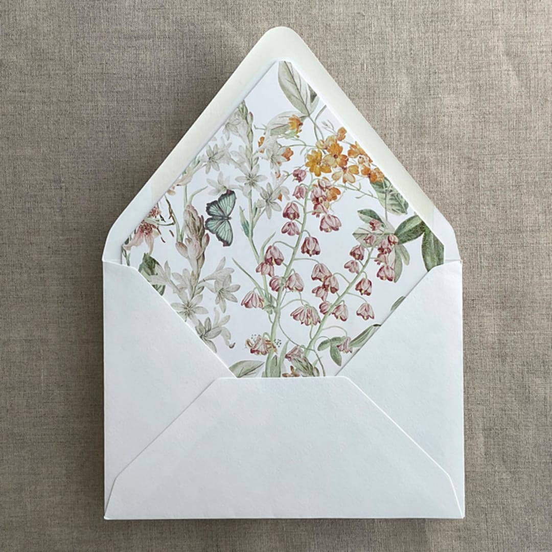 "Fresco style floral printed envelope liner for A7 euro flap envelope | pack of 10" - Envelope Liners in multicolorassorted-colors by Ivory Invitations