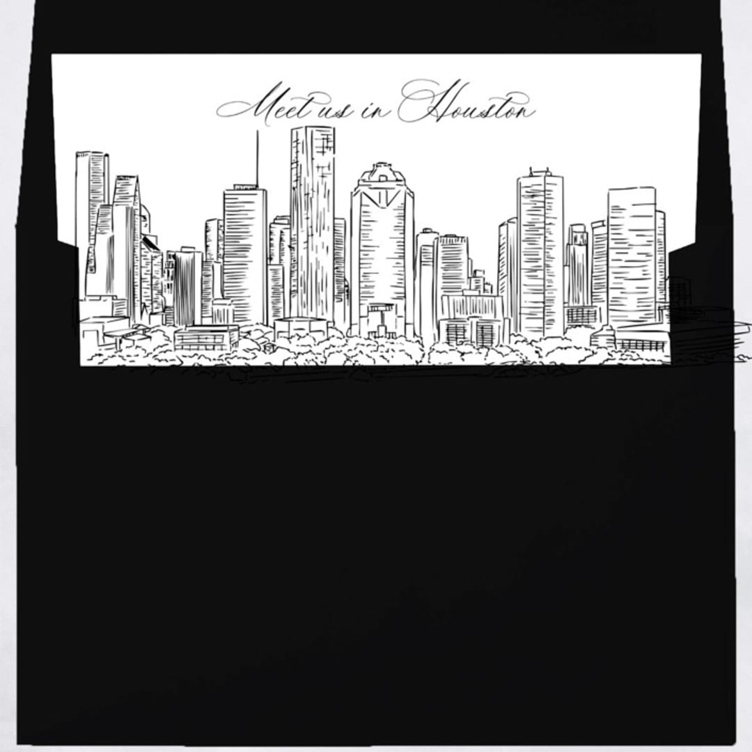 "Houston Texas Skyline Envelope Liner with custom text/saying | Set of 10 | For 5x7 Minted Square Flap Envelope" - Envelope Liners in white by Kimee Meyer