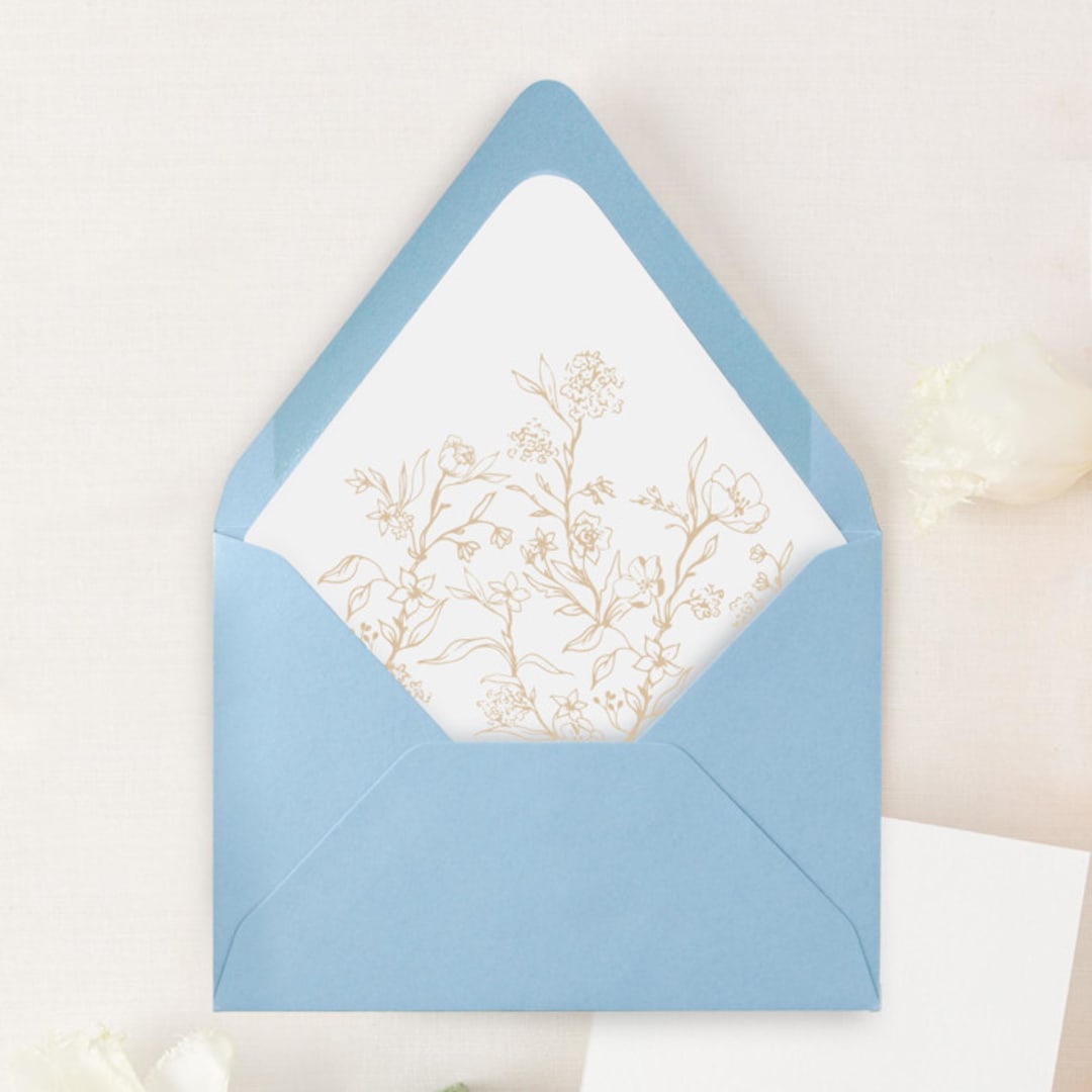 "Secret Garden Envelope Liners |  Whimsical Floral Pattern (10 Pack)" - Envelope Liners in gold by Sterling Stripes