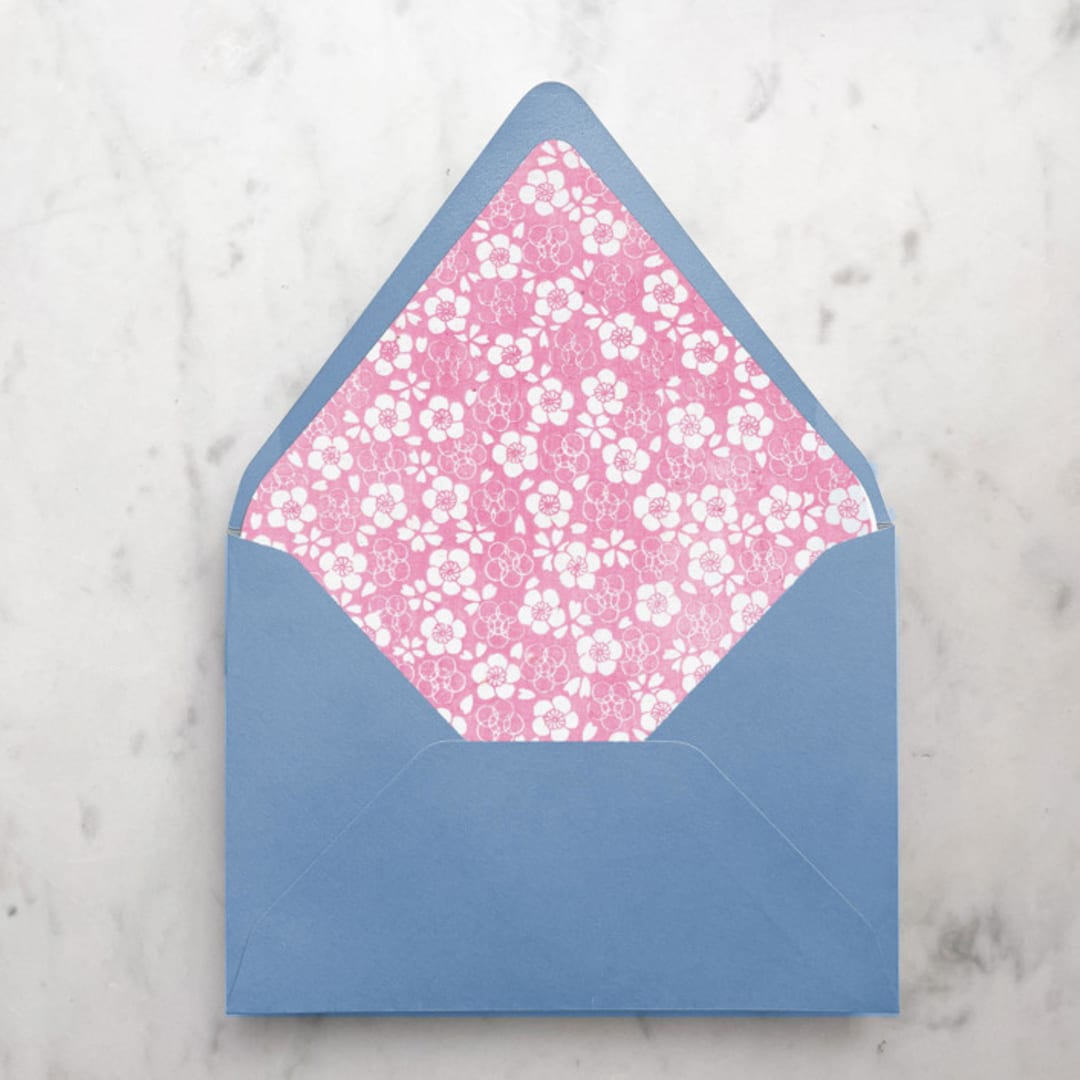 "A7 Envelope Liners Baby Pink Flowers (set of 10)" - Envelope Liners in pink by Design by Laney