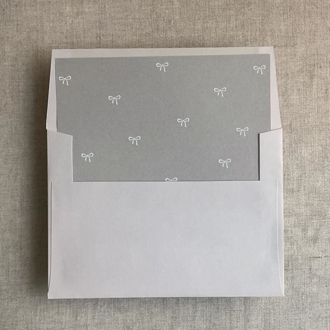 "Stone baby ribbon bows envelope liner for A7 square envelope | pack of 10" - Envelope Liners in gray by Ivory Invitations