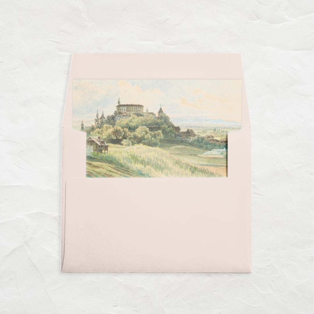"A7 Envelope Liners Square Flap // Castle on a Hill (Set of 25)" - Envelope Liners in green by Clover and Lamb
