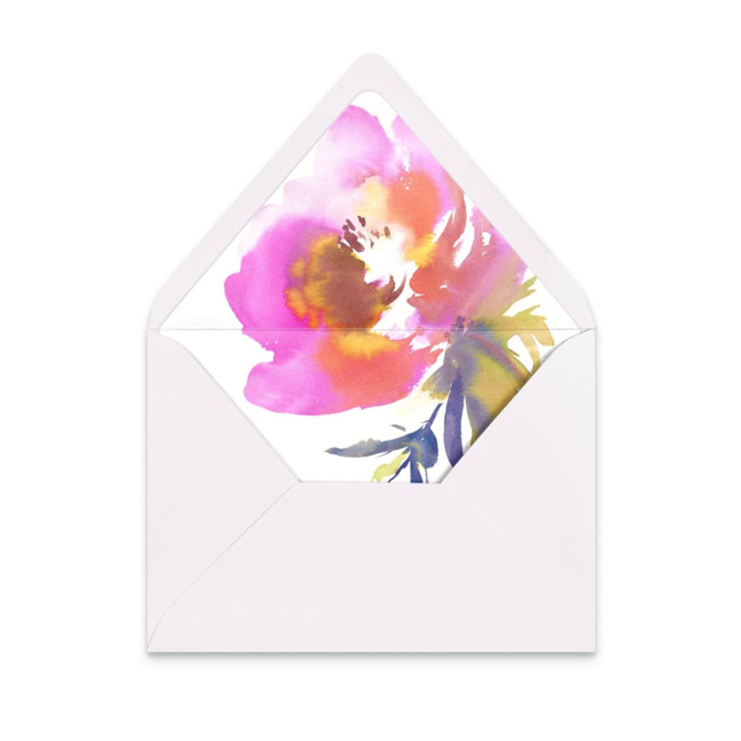 "Watercolor Bloom Envelope Liners | Set of 25 | For A7 envelopes" - Envelope Liners in multicolorassorted-colors by Papel Custom Design