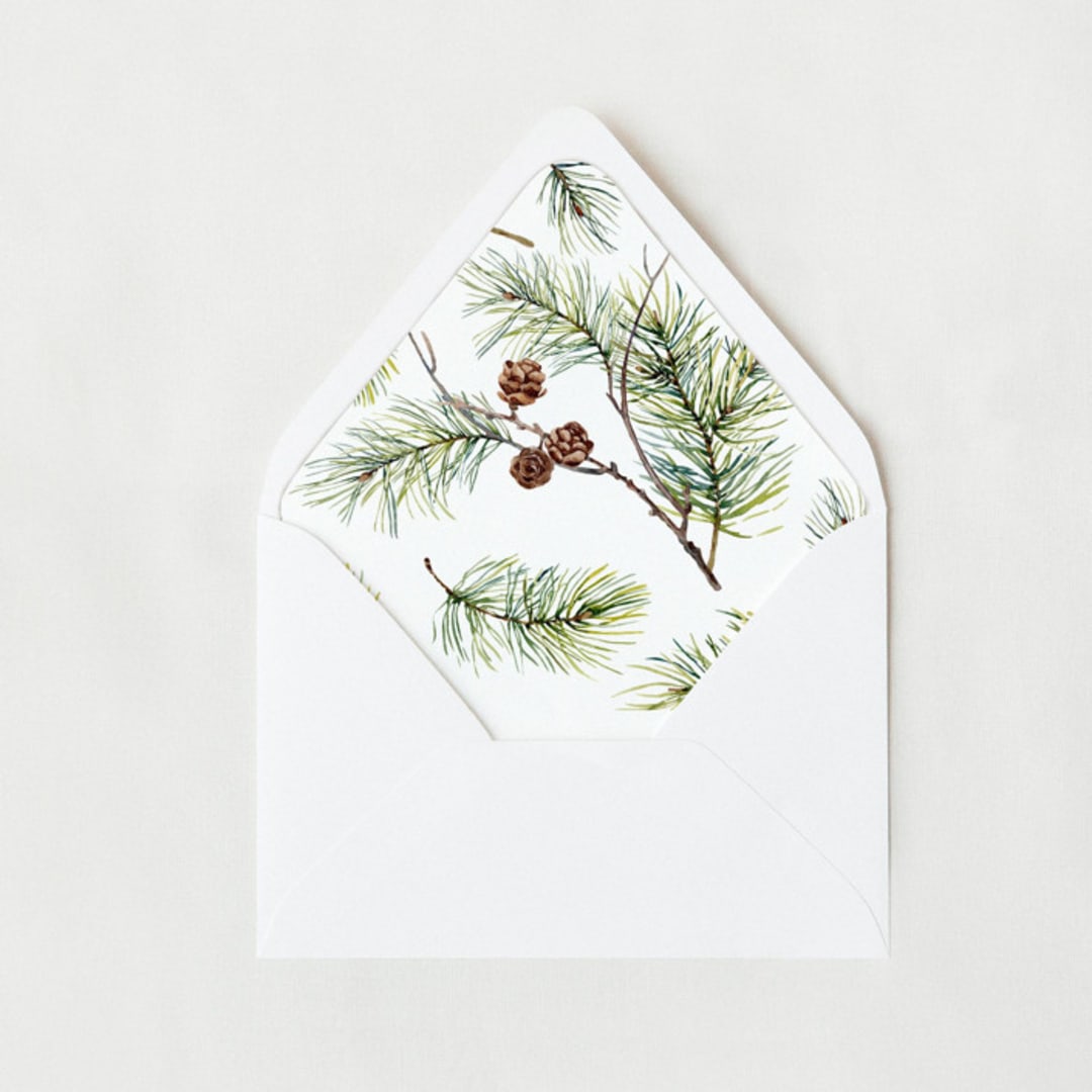 "Winter Pine | Set of 25 Euro Envelope Liners" - Envelope Liners in green by Nikki Turner