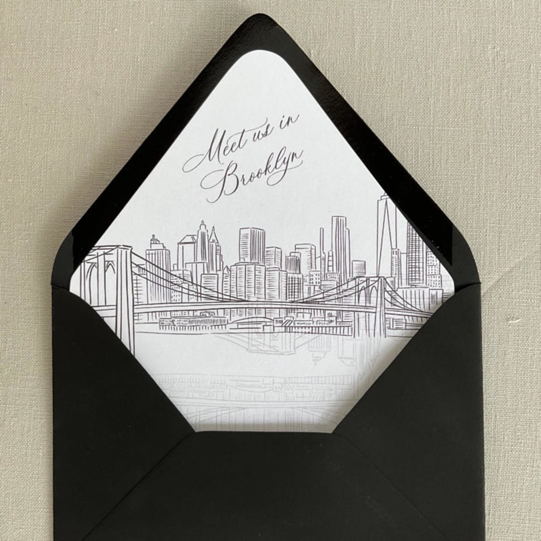 "Brooklyn Skyline Self-Adhesive Envelope Liner with custom text | Set of 10" - Envelope Liners in white by Kimee Meyer