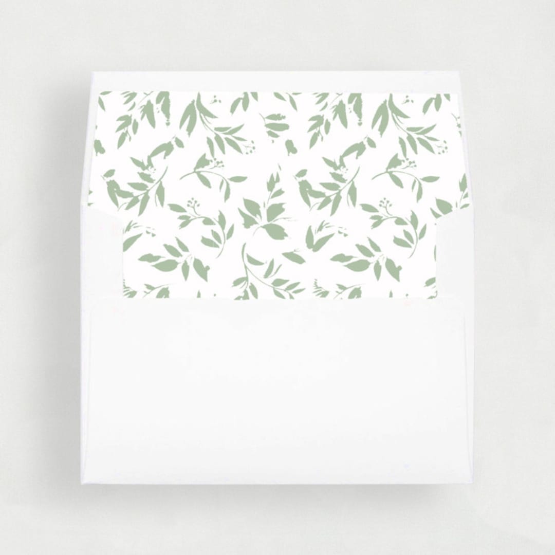 "Floral Sage Liner | Set of 25 Envelope Liners" - Envelope Liners in green by Nikki Turner