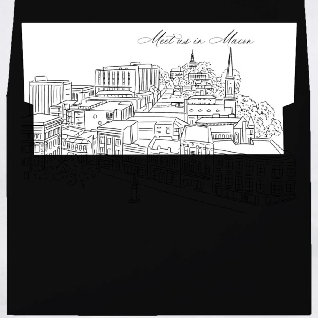 "Macon Georgia Skyline Envelope Liner with custom text/saying | Set of 10 | For 5x7 Minted Square Flap Envelope" - Envelope Liners in white by Kimee Meyer