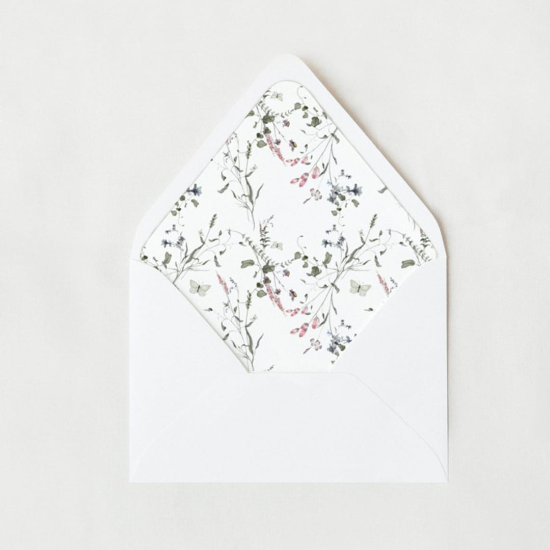 "Wildflower Butterfly | Set of 25 Euro Envelope Liners" - Envelope Liners in green by Nikki Turner