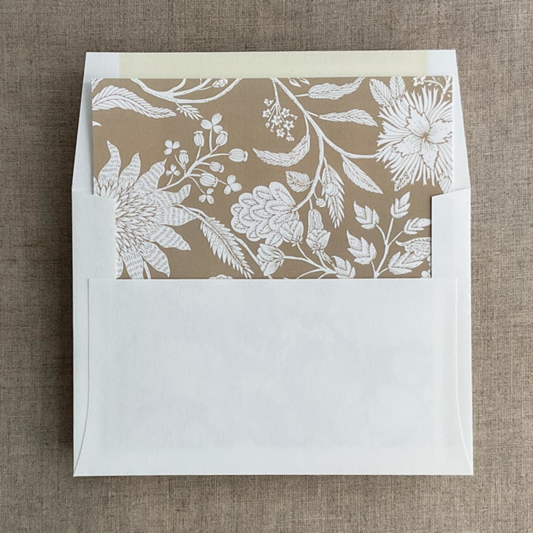 "Reindeer fur botanical garden envelope liner for A7 square flap envelope | pack of 10" - Envelope Liners in brown by Ivory Invitations