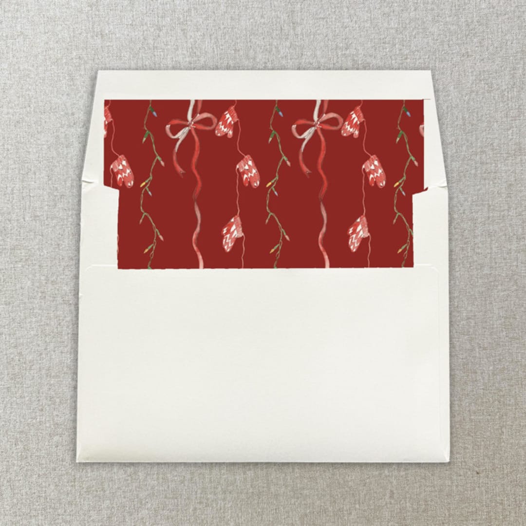 "Red Merry Christmas Stripes Square Envelope Liner | Set of 10" - Envelope Liners in red by Cotton and Bow