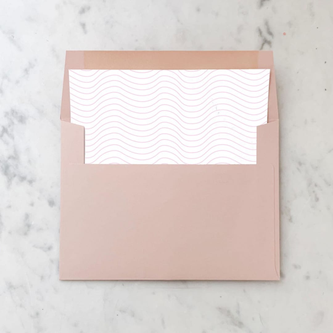 "A7 Envelope Liners Pink Waves Square Flap (set of 10)" - Envelope Liners in pink by Design by Laney