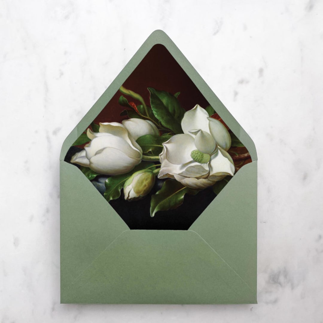 "A7 Envelope Liners Magnolia Still Life (set of 10)" - Envelope Liners in green by Design by Laney