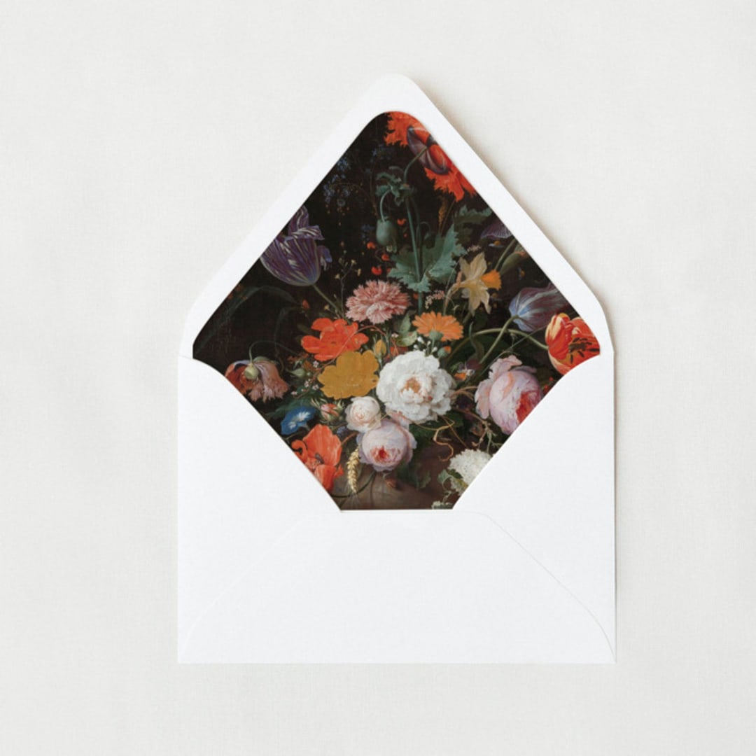 "Black Floral Art| Set of 25 Euro Envelope Liners" - Envelope Liners in multicolor by Nikki Turner